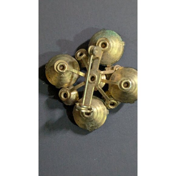 Vintage Gold-Tone Brooch With Blue Rhinestones Cluster Design - Picture 4 of 7